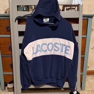 Vintage Lacoste Blue and White Logo Hoodie